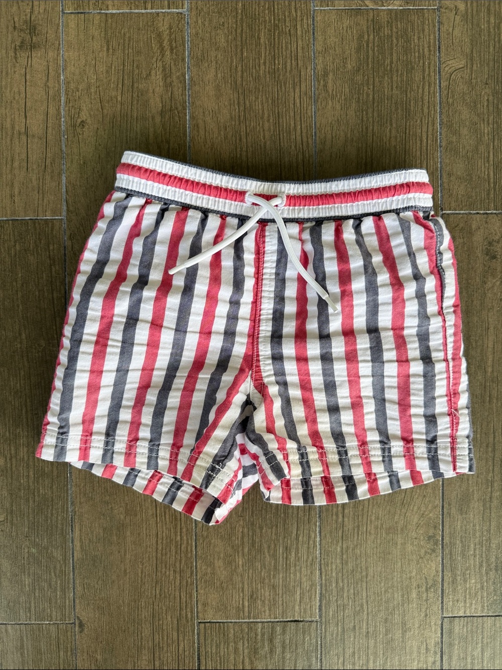 Janie and Jack red and blue stripe swim trunk size 3